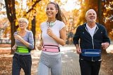 Lucky Humans Laufgürtel Sport, Joggen & Laufen mit Handy-Tasche schwarz - Damen & Herren Bauchtasche mit Flaschen & Handy-Halterung - Trinkgürtel Running & Walking Belt - Jogging & Lang-Lauf Zubehör