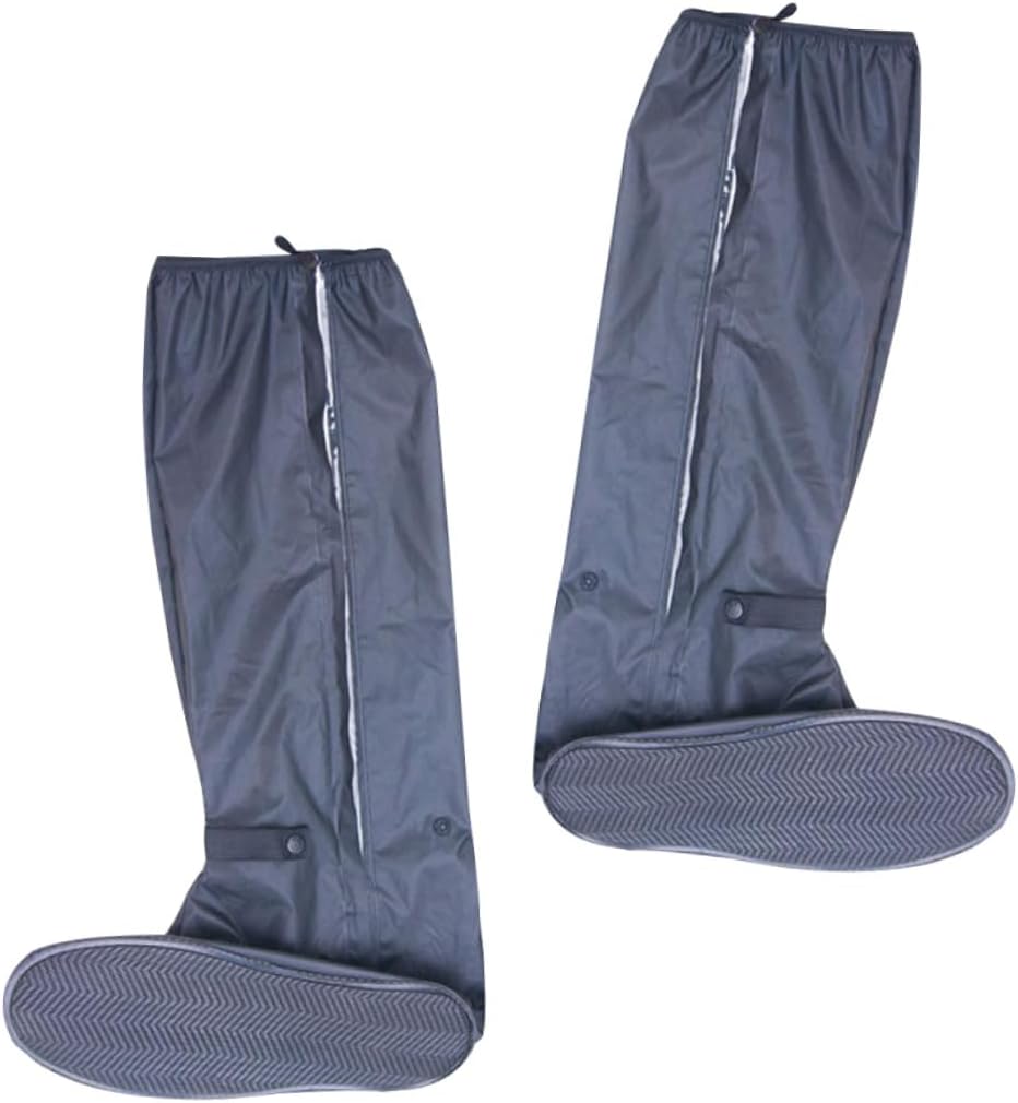 Non-slip Overshoes with Zipper Design Reusable Thickened Knee-high Rainproof Shoe Covers for Cycling Hiking Camping Elastic Sole for Men Women