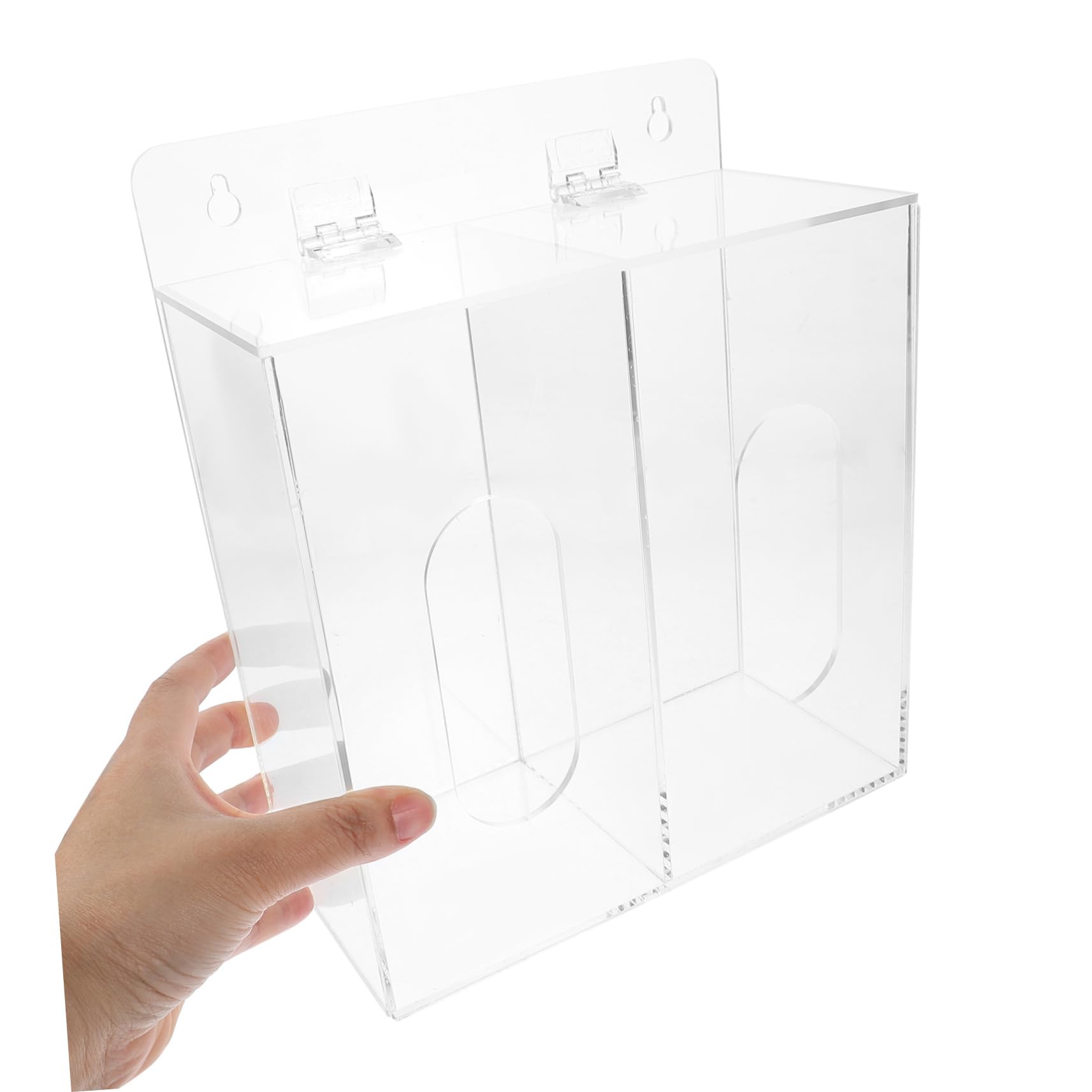 Dispensador de guantes acrílico, montaje en pared, caja de almacenamiento multifuncional para máscaras y guantes desechables con compartimentos, ahorra espacio para laboratorio