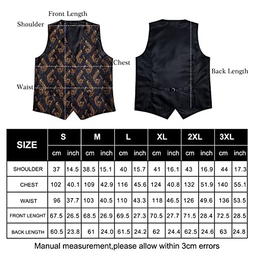 Image of DiBanGu Mens Paisley Vest Silk Sleeveless Suit Vest and Neck Tie Pocket Square Cufflinks Set for Wedding Formal