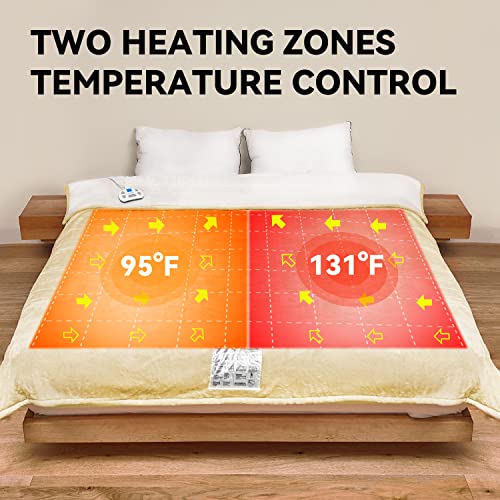 Warm Storm Heated Blanket Wi-Fi Connected 84"X 90" Sherpa & Flannel Electric Blanket Queen Size App Remote Control With 10 Heating Levels 1-12 Hours Timer Settings,Single Controller,Washable,Beige #TOP4