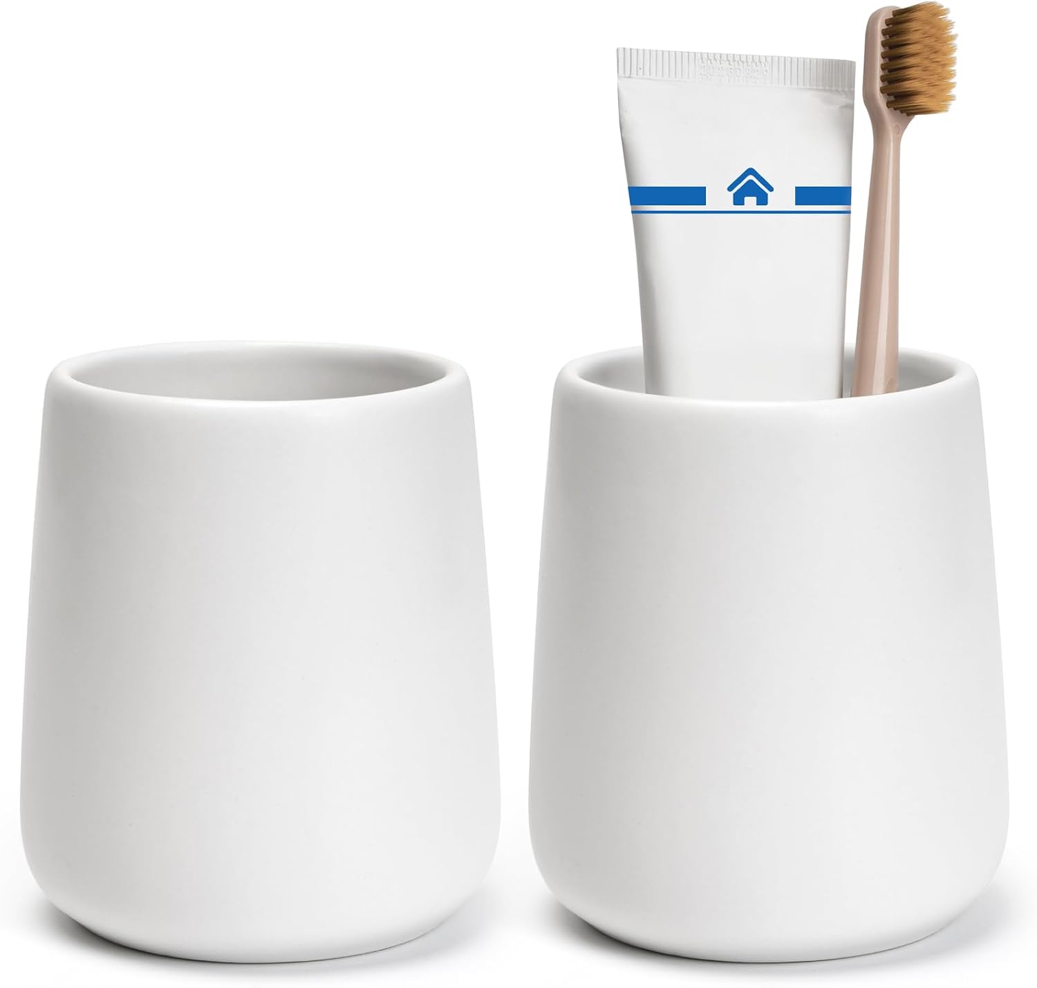 Bathroom Tumbler Cup Ceramic 13.5oz Reusable Toothbrush Cup 400ml, Toothbrush Holder Adequate for Your Bathroom (White)