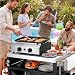 LIFERUN Plancha Gasgrill Klein 4,8KW(16500 BTU), Tragbarer Tischgrill Edelstahl mit 2 Brenner, Keramische Lackbeschichtung Grillfläche, Kompakt Tischgasgrill Picknickgrill für Camping Balkon Garten
