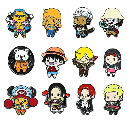 Anime Enamel Pins Set - Kawaii Onepiece Cute Brooches Lapel Pins, Metal Badges Pins Decoration For Backpack Hat Coat, 12Pcs/Set Small Size #TOP21