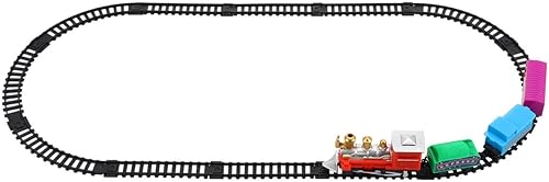 Juego de tren eléctrico navideño para pista de ferrocarril de plástico y maleta portátil, superficie lisa segura para niños y colores brillantes que