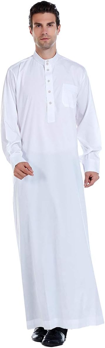 Men's Muslim Clothes Durable Kaftan Robe Dubai Long Gown Ethnic Clothes,1pc Soft Robe
