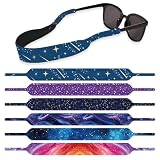 DOODLREAM 6Pcs Starry Sky Floating Sunglass Straps, Lightweight Neoprene Glasses Holder Straps with 6 Different Starlit Sky Stars Patterns, Colorful Printed Eyewear Retainer