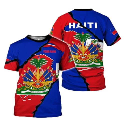 Camiseta personalizada Haiti 3D, camiseta de orgullo con la bandera de Haití para hombres y mujeres, camiseta de orgullo haitiano