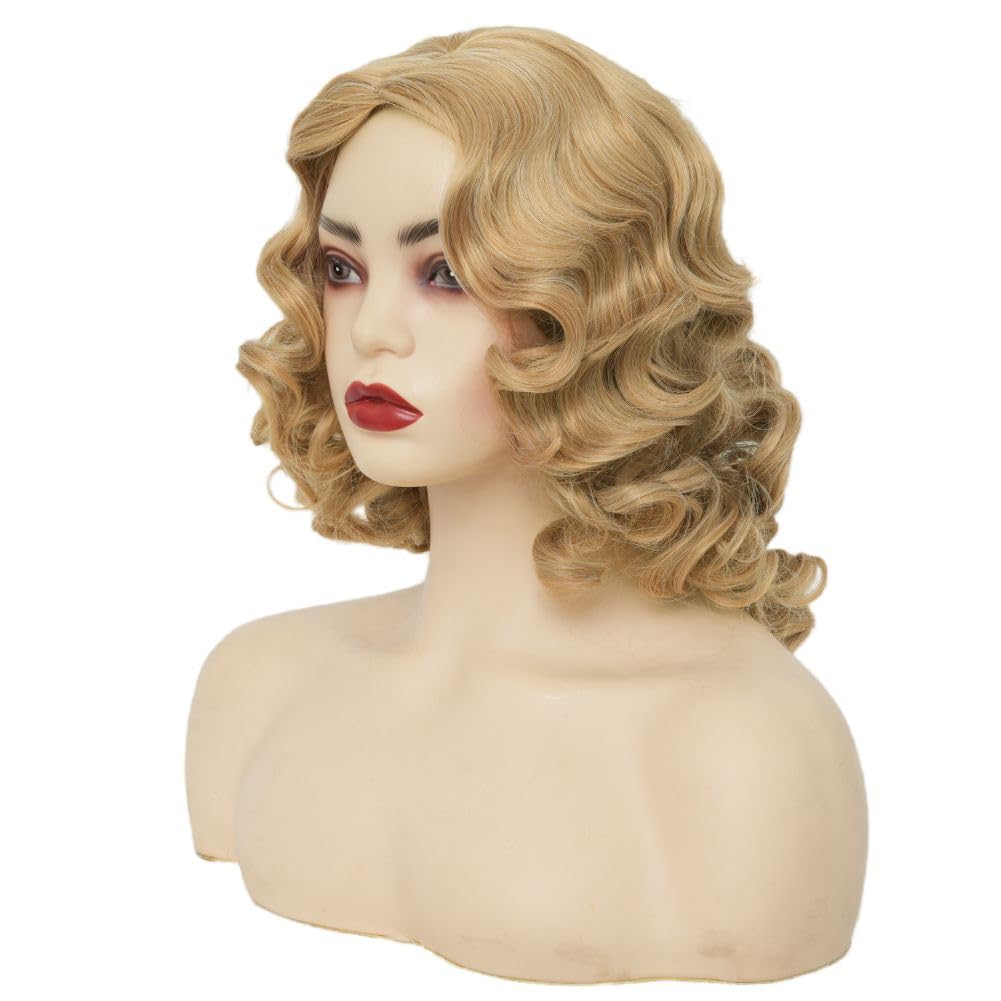 Siudus 1920s Wigs for Women Blonde Long Finger Wave Wig Vintage Curly Lady Hair Wig for Cosplay Costume Halloween Party Use - Image 3