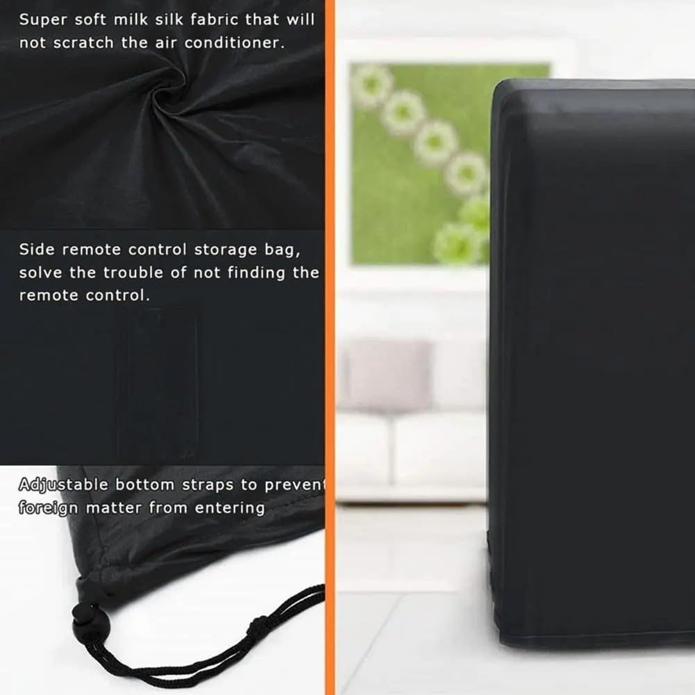 Funda portátil para aire acondicionado, correa ajustable, protector a prueba de polvo, elástico de seda de leche, ajuste para 15.7 x 18 x 30 pulgadas, bolsillo negro lavable a máquina para control