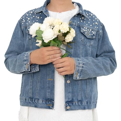 Custom Bride Denim Jacket With Pearls And Personalized Name, Wedding Jean Jacket for Bride, Mrs. Last Name Denim Jackets With Wedding Date, Custom Embroidered Jean Jackets, Engagement Gift4