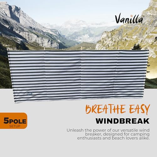 Vanilla Leisure 5 or 7 Split Windbreaker Pole - Wind Breaks for Camping, Beach, Caravan & Garden - Heavy Duty with Metal Tipped Wooden Poles for Extra Stability, Blue, Green, Charcoal - Image 4
