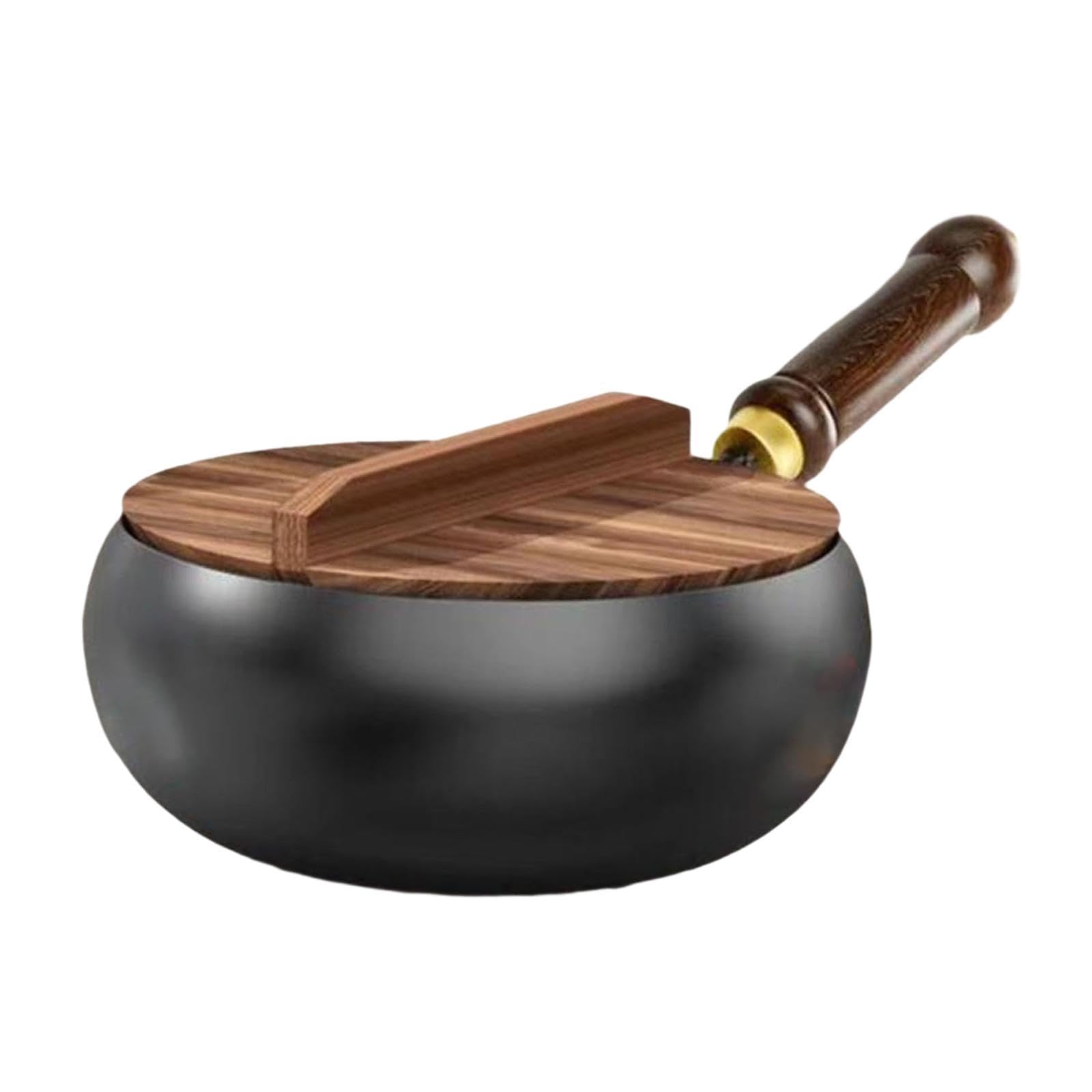 MERISHOPP Wok Pan Cookware Induction Cooker Frying Pan for Restaurant Kitchen Home 30cm Wooden lid| Nonstick Wok | Kitchen | Cookware-image-25