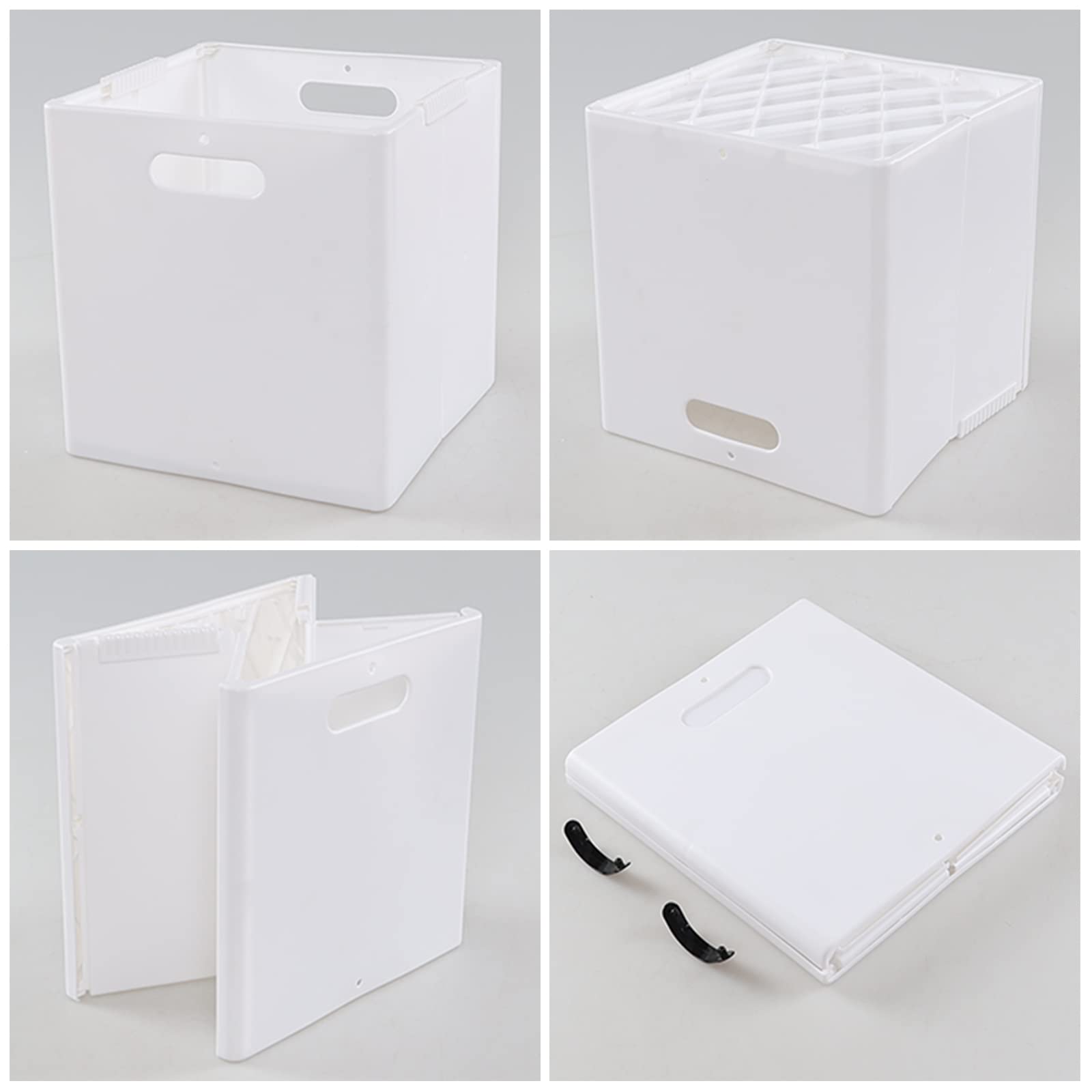 Cubi Portaoggetti Pieghevoli in Plastica, 4 Pezzi, Bianco