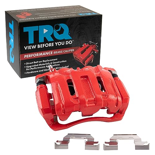 Image of TRQ Front Right Brake Caliper w /Bracket Performance Red Passenger Side | For 2007-2012 Acura RDX 2010-2011 Honda Accord Crosstour 2007-2016 CR-V 2005-2010 Odyssey