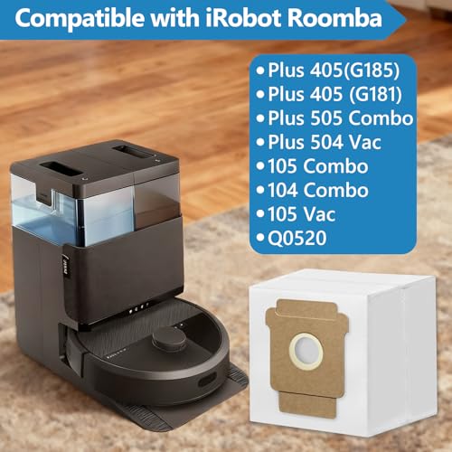 Image of 12 Pack 105 Vacuum Bags Compatible with iRobot Roomba 105 Vac, 104 /105 Combo,Plus 405 /505 Combo,705 Max Vac, Large Capacity Disposable Replacement Bags