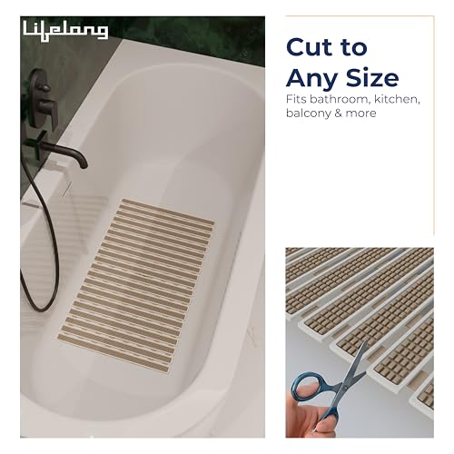 Image of Lifelong Bathmat for Home | Anti-Skid Bathroom Mat, Water Resistant Non-Slip Floor Mat for Bathroom, DIY Customisable Size Mat for Kitchen, Quick Drying Foot Mat, Silicone Suction Cup for Strong Grip