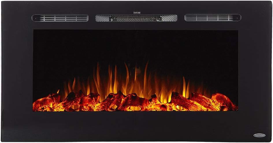 Image of Touchstone Smart Electric Fireplace-The Sideline 40 inch Wide-in Wall Recessed - 30 Realistic Ember Color /Flame Options - 1,500W Heater w /Thermostat - Log & Crystal Hearth Options - Alexa /WiFi Enabled