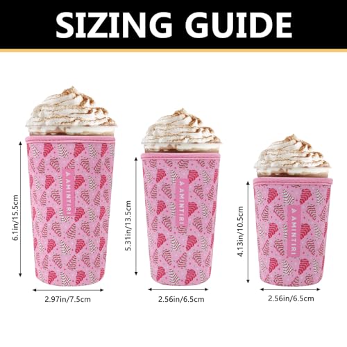 Image of 3 Pack Reusable Neoprene Sleeve for Iced & Hot Drinks, Compatible with Starbucks & Dunkin' Coffee Cup. (Pink Cake)
