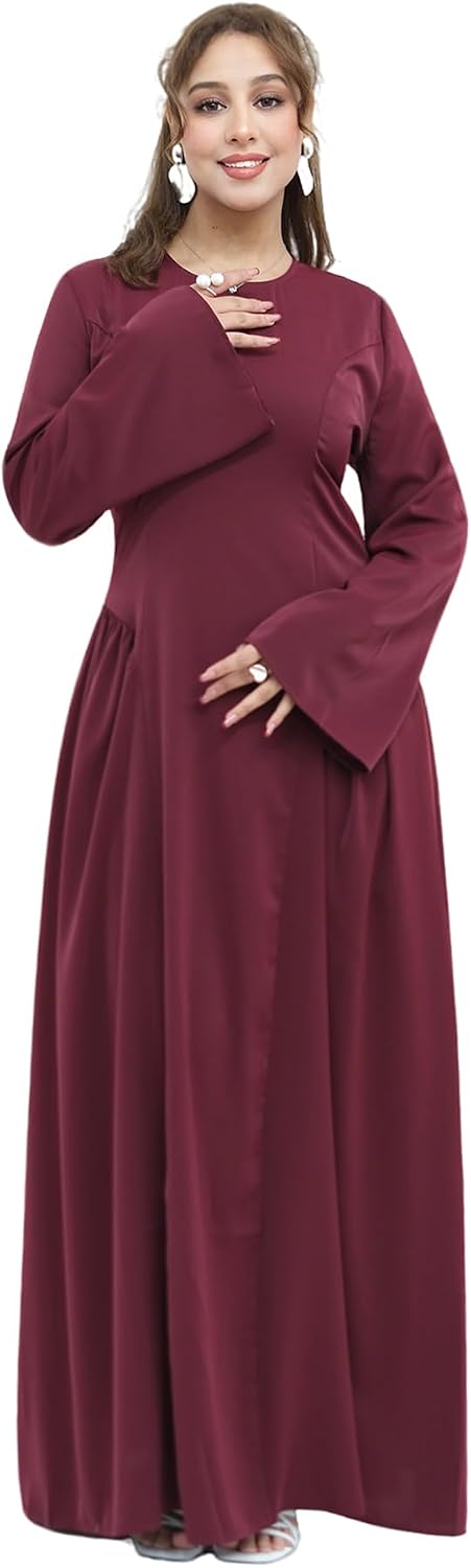Muslim Abaya Dress for Women Back Zipper Adjustable Belt Praying Dress Islamic Dubai Middle East Muslim Robe