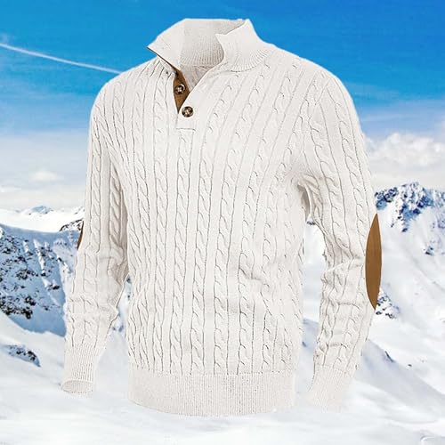 Men's Slim Fit Knit Turtleneck Sweater Button Up Patchwork Design Stylish Dress Overcoat for Fall and Winter2