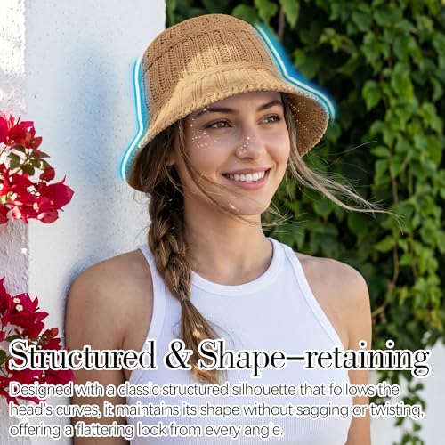 Sombrero tipo bucket de algodón ligero y transpirable para mujer miniatura 5