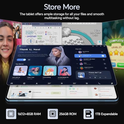 Image of M6 Android 15 Tablet, 10 inch IPS Touchscreen, Octa-Core Processor, 16GB RAM + 256GB ROM, 13MP+5MP Dual Camera, 8000mAh Battery, Dual-Band 5G WiFi