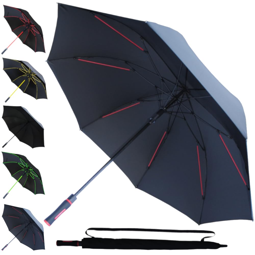 COLLAR AND CUFFS LONDON RARE 4 Layer Frame Technology - 60MPH Strong Umbrella Golf - Windproof Umbrella Big - Best for Extra Support Bars - XL Large Rainproof - Auto Open - Non Slip Handle - Black โ image 1