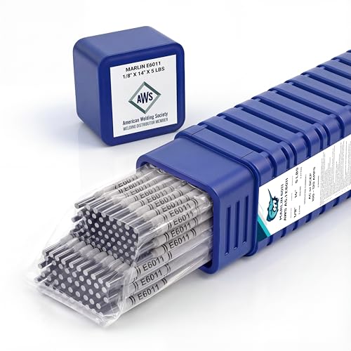 Metal Marlin E6011 Welding Rod 1/8 5 lb Pack Premium Quality Carbon Steel Stick Electrode (SMAW) Deep Penetration Fast-Freezing Arc Vacuum-Sealed Packaging Suitable for Stick Welding