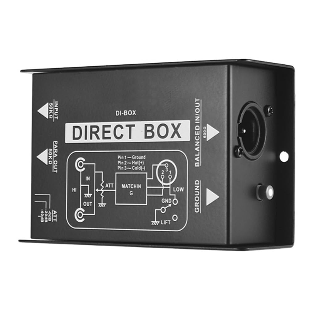 Joselin Caja Directa Pasiva Caja DI Pasiva de un Solo Canal Caja de Inyección Directa Aislador de Audio de Señal Balanceada y No Balanceada