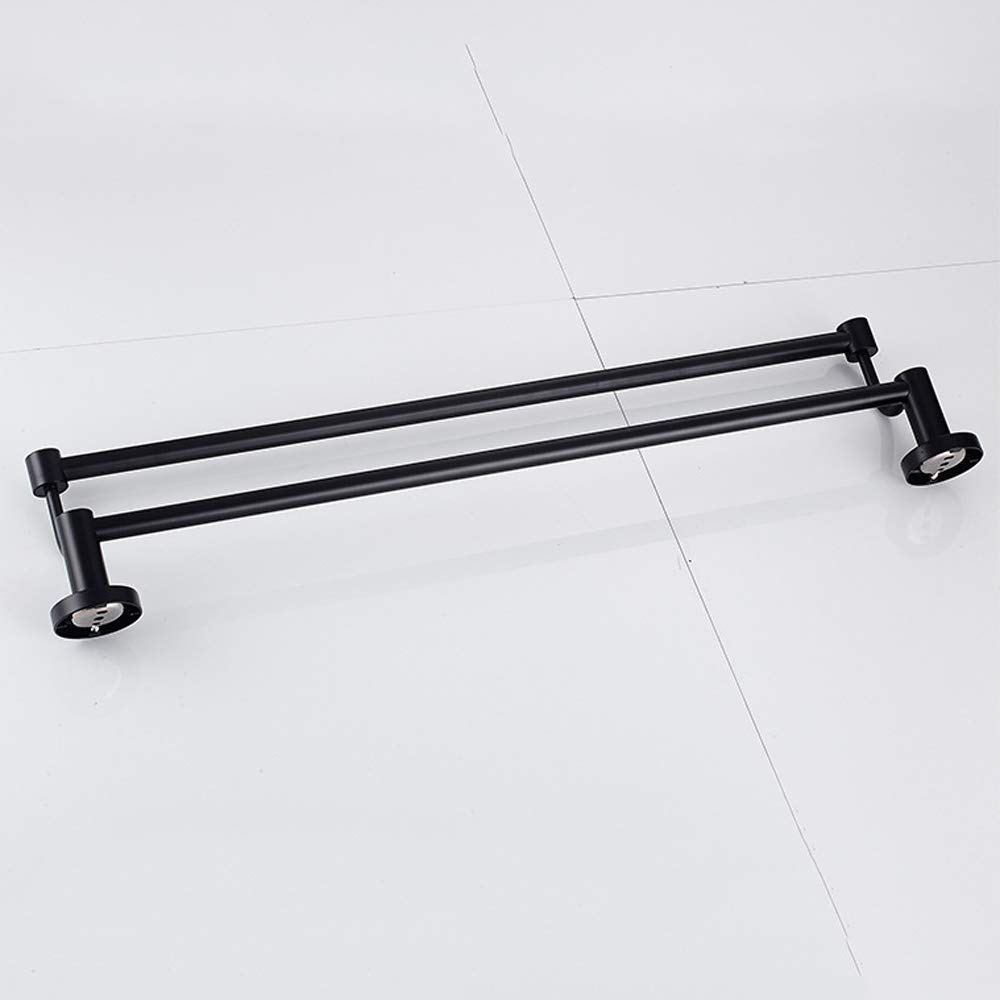 Toallero, Estante de baño de Acero Inoxidable con Doble Barra, Barra de baño de Pared, Color negro/60 cm