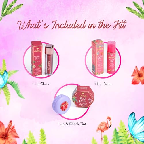 Image of Whimsy Beauty Organic & Safe Kids Makeup Kit | Safe, Non-Toxic Beauty Set for Girls | Includes Lip Balm, Lip Gloss & Lip & Cheek Tint | Vegan & Cruelty-Free (Pack of 3)
