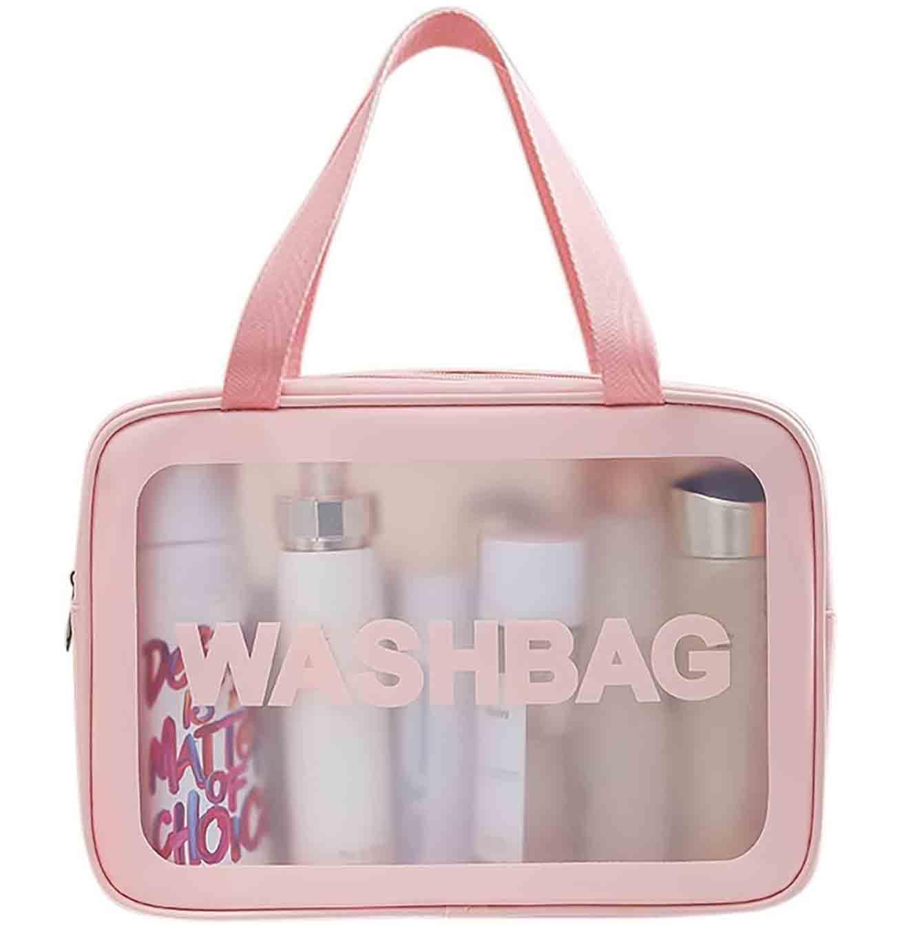 INOVERA (LABEL) Makeup Organizer Bag - Travel Cosmetic Toiletry Storage Pouch - Water-Resistance Vanity Washbag for Women, Girls (Rose Gold) 31 x 11 x 21 cm