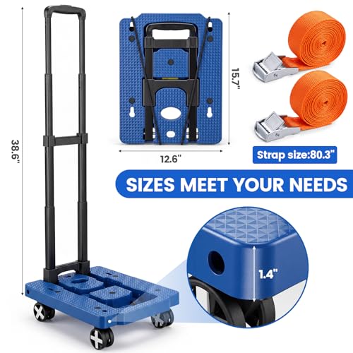 Image of Orzbow Car Seat Dolly for Airport, Folding Car Seat Travel Cart with 4 Wheels and Adjustable Handle, Carseat Roller for Airplane Travel with Straps, Compact Luggage Hand Trolley, Blue