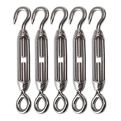 5 piezas de tensor tipo gancho y ojo M4 de acero inoxidable 304 para cable de tensión