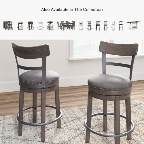 Signature Design by Ashley 1-Piece Swivel Counter Height Bar Stool, Gray - image 7
