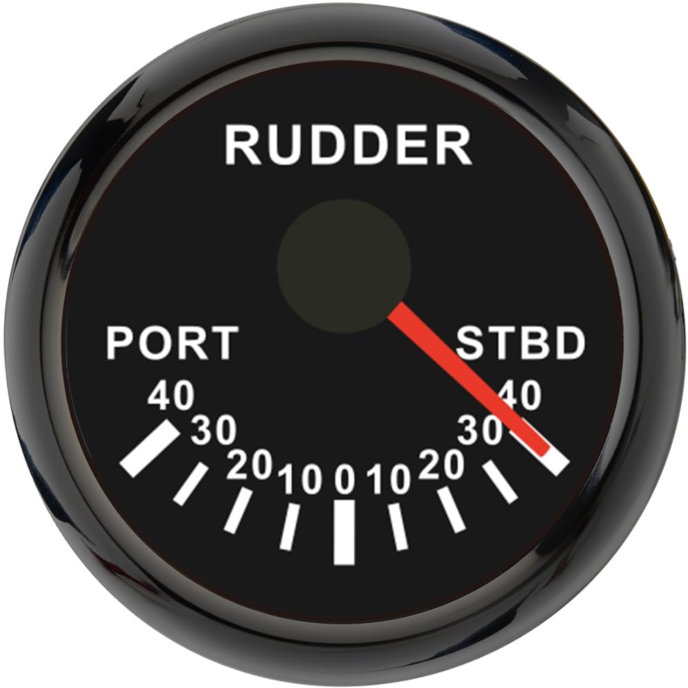 ELING 2 Zoll Ruderwinkelanzeige 52 mm Manometer mit 7 Farben Hintergrundbeleuchtung 0–190 Ohm 12 V 24 V für Marine Segelboot Fischerboot