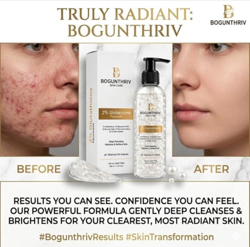 Image of 2% Glutathione Brightening Face Wash with 3% Niacinamide, 1% Hyaluronic Acid, 1% Mandelic Acid, 1% Betaine & 1% Aloe Vera Extract | Deep Cleanse, Hydrate & Refresh Skin | For All Skin Types | Men & Women,Visible results within 2 days