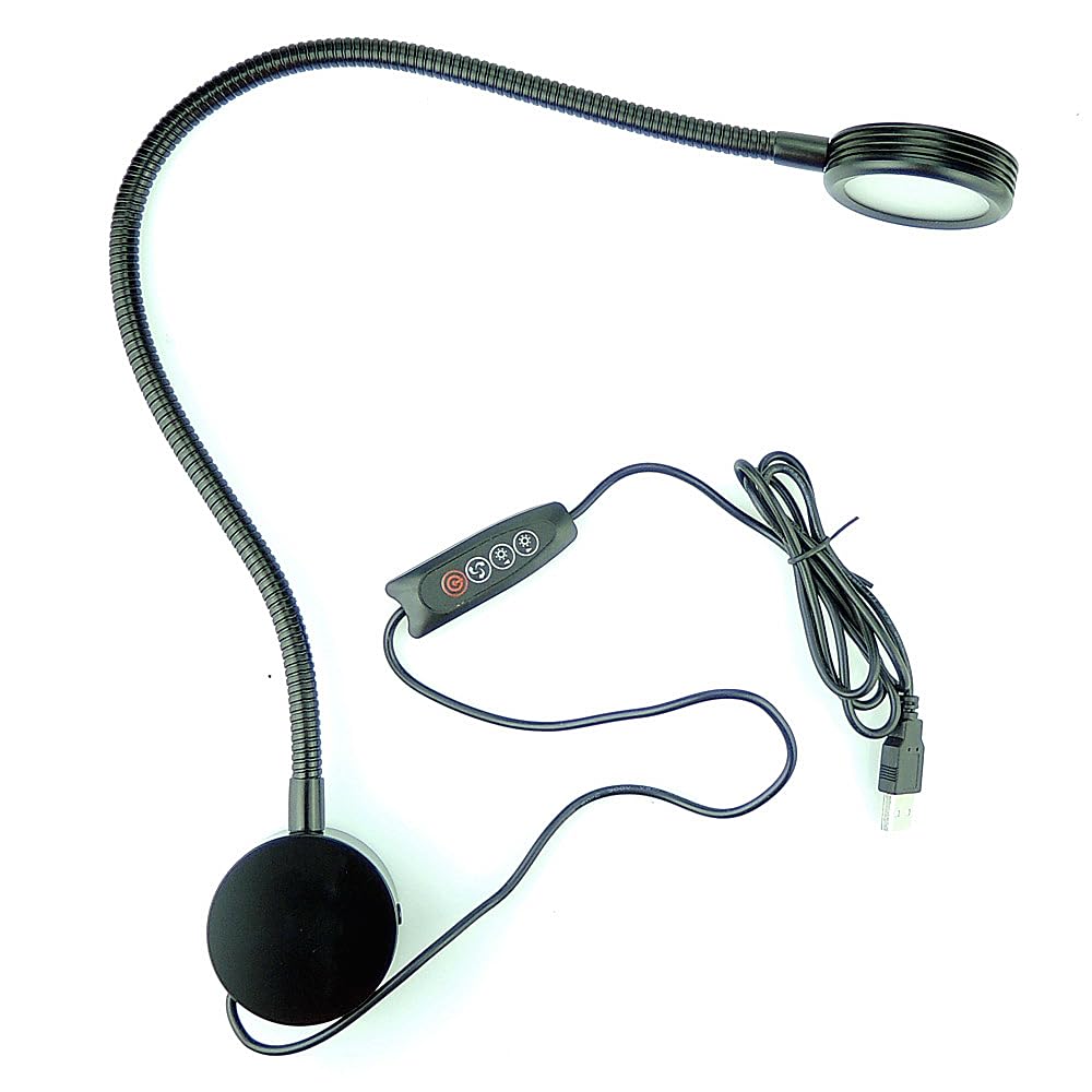 QUANS 3 Color Changeable 10 Level Dimmable Flexible Gooseneck Wall Mount Mounted Bedside Reading LED Light Lamp with USB Port Black