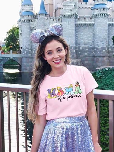 Magic Mama Princess Shirts for Women Mom Letter Print Tee Trendy Graphic Tees Casual Short Sleeve T Shirts4