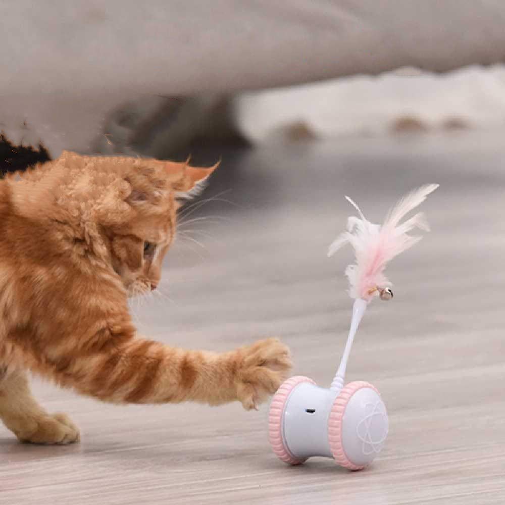 Jouets Lumineux LED à Rotation Automatique à 360 Degrés, Mouvements Automatiques Et Irréguliers pour Chatons/Chats, Chargement USB Amélioré A