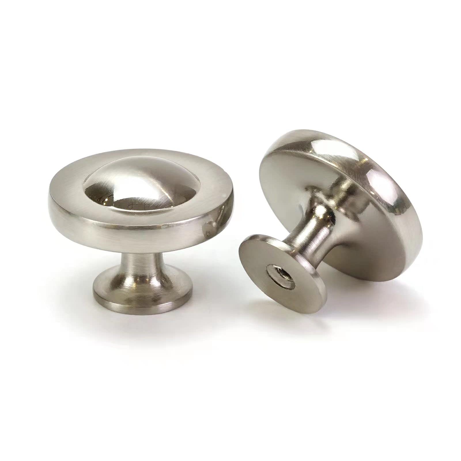 KHTUMEWARE 1-1/4"in (30mm) Slightly Brushed Satin Nickel Cabinet Knobs Style Solid Kitchen Cabinet Knob. (10, Satin Nickel) image