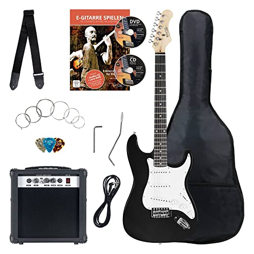 Rocktile Banger’s Pack Guitare electrique – Ensemble de Guitare électrique Noir – Kit avec Ampli de 25 W, Housse, Sangle… - Les Beatles, Paul McCartney, John Lennon, RIngo Starr, George Harrison Rocktile Banger's Pack Guitare electrique - Ensemble de Guitare électrique Noir - Kit avec Ampli de 25 W, Housse, Sangle…