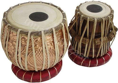 Royal Indian Handmade Designer Copper Tabla Set - 3 KG Copper Bayan - Sheesham Dayan Tabla Set Da India
