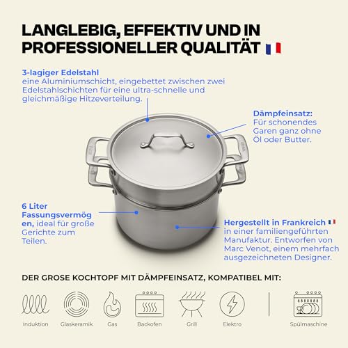 Olla de cocina saludable sin antiadherente de triple capa 24 cm 6 L 3