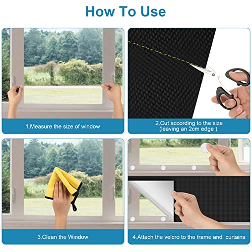 [2023 Upgraded] Blackout Blind Curtains，(118" X 57") Portable Blackout Shades With Measuring Ruler,Marking Pen,Velco,Adhesive Tapes,For Nursery Bedroom Dorm Room, No Drill, Light & Uv Block #TOP3