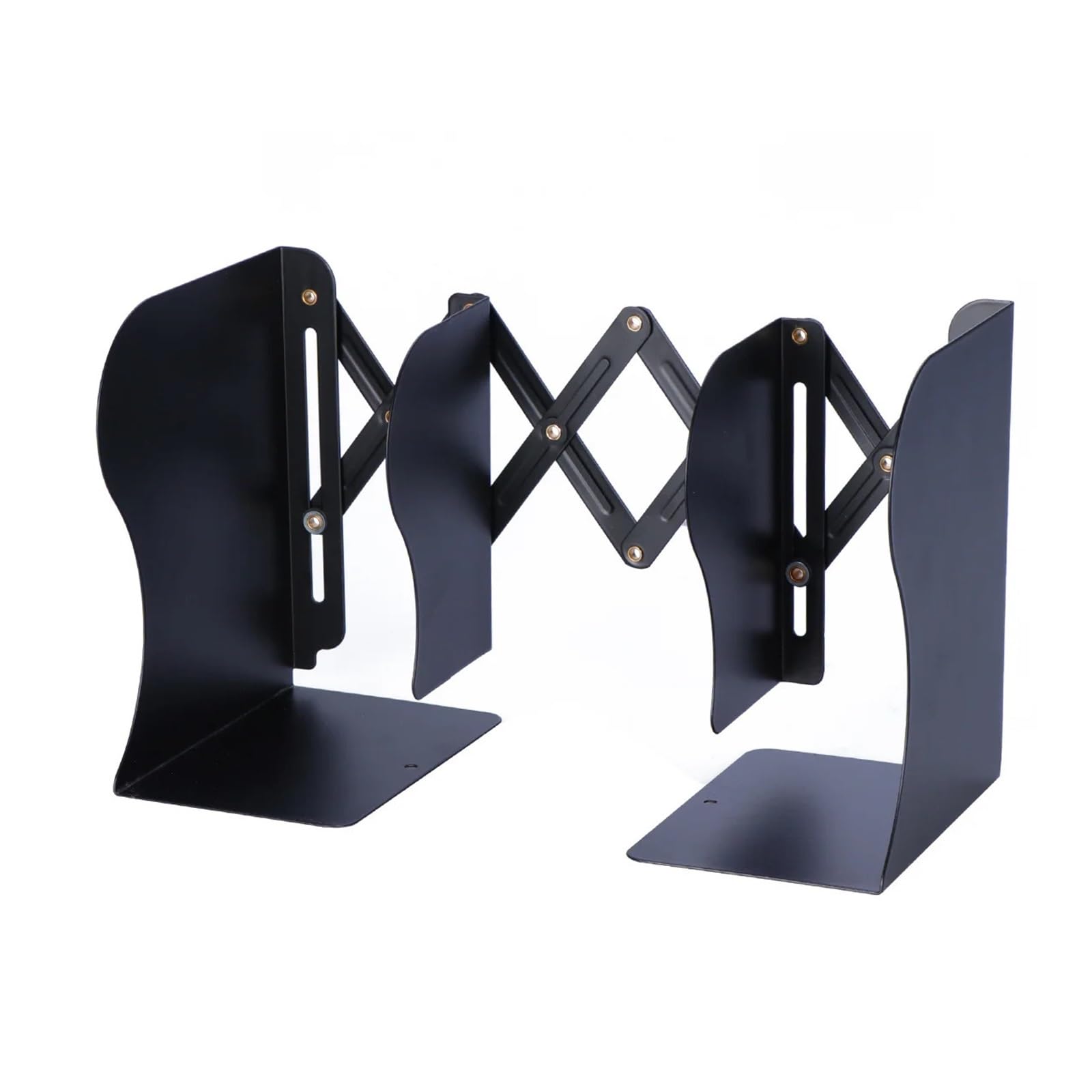 Verstellbare Buchstützen, Verstellbare, erweiterbare Buchstützen aus Metall, Schwarz und Weiß, 150 x 190 x 105–430 mm(Black)