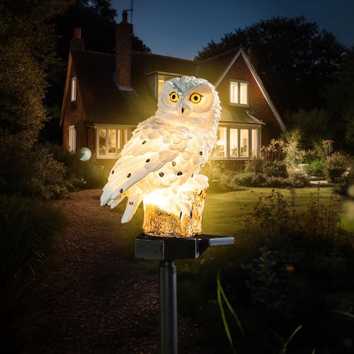 XURLEQ Garden Solar Light Outdoor Decor Solar LED Light with Stake Waterproof for Walkway Courtyard Party Decoration White and Black Owl