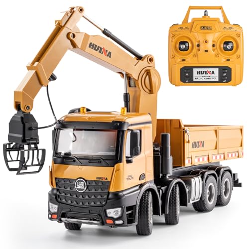 YAZHIYI 26CH Remote Control Dump Truck, 4 in 1 RC Dump Truck Wood Grabber Toy, Heavy Duty...