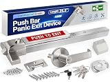 304 Stainless Steel Panic Bars for Emergency Exit Doors with Alarms - 25.5” Commercial Door Push Bar Panic Exit Device with Exterior Lever Handle, Panic Door Hardware for 26”-41”Wooden/Metal Doors